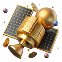 elegant rustic Satellite Solar Panel Array Gold Isolated premium png