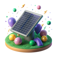 vibrant minimalist Solar Panel Array on Desert Landscape Isolated premium png