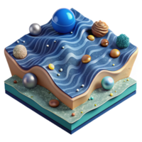 extraordinary abstract Ocean Floor Topography Map 3d View Cutout on Transparent Background high quality png