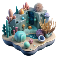 vibrant abstract Microbial Ecosystem Underwater Scene Isolated Background high resolution png