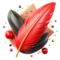 serene abstract Phoenix Feather Close Up Bright Red Transparent Background authentic png