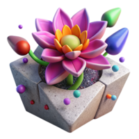 impressive vintage Colorful Flower Growing From Concrete Cutout with Soft Lighting professional png
