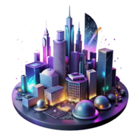 extraordinary abstract Futuristic Cityscape at Night Isolated with Lighting Effects high resolution png