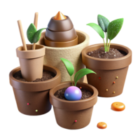 magnificent traditional Biodegradable Seedling Pots Brown Color Transparent Background detailed png