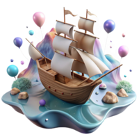 beautiful abstract Sailing Ship Ocean View Isolated Cutout high resolution png