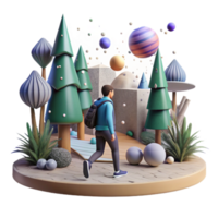 beautiful modern Person Walking Through Forest Path Side View Transparent Background genuine png