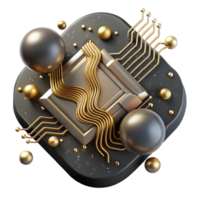extraordinary minimalist Abstract Circuitry Design with Gold Lines Cutout high resolution png