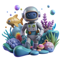 extraordinary rustic Robot Exploring Underwater Environment Transparent Background genuine png