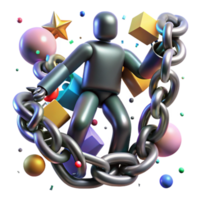 stunning minimalist Abstract Figure Breaking Chains Isolated on Transparent Background detailed png