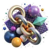 stunning rustic Molecular Chain 3d Render Isolated Element original png