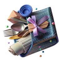 vibrant artistic Biodegradable Cutlery Set Wrapped in Paper Transparent authentic png