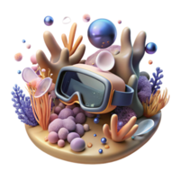 beautiful abstract Virtual Reality Underwater Exploration Coral Reef Transparent Background genuine png