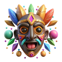 beautiful abstract Tribal Mask Isolated Front View Bold Colors detailed png