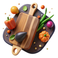 impressive modern Wooden Cutting Board with Vegetables Transparent high quality png