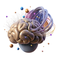 beautiful minimalist Brain with Glowing Fibers Isolated authentic png