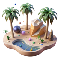 extraordinary abstract Desert Oasis with Palm Trees Isolated Element professional png