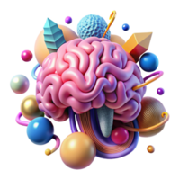 vibrant rustic Abstract Brain Network Colorful Isolated Element professional png
