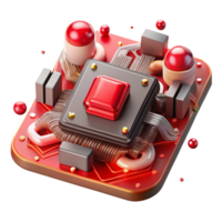 serene abstract Circuit Board with Red Leds Transparent Background png