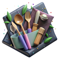 impressive rustic Bamboo Cutlery Set Angled View Isolated Element authentic png