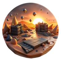 vibrant abstract Sunset Over Battlefield Cutout with Warm Lighting authentic png