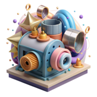 elegant creative Hydroelectric Generator Close Up Transparent Background high resolution png