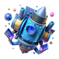 serene creative Futuristic Spaceship Engine Glowing Blue Isolated professional png