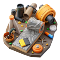 stunning rustic Geological Survey Equipment Collection Top View Cutout professional png
