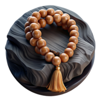 vibrant minimalist Prayer Beads with Wooden Texture Isolated high resolution png
