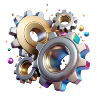 serene artistic Metallic Gear Cogs Rotating Isolated Element detailed png