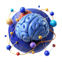 wonderful vintage Brain with Interconnected Networks Blue Transparent Background authentic png