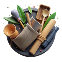 impressive traditional Bamboo Utensil Set Top View Transparent Element genuine png