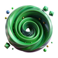 elegant abstract Quantum Vortex Visualization Green Swirl Transparent Background high quality png