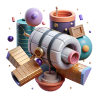 dramatic classic Space Station Modules Connected Cylindrical Transparent Background original png