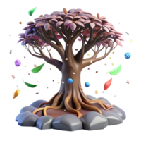 serene vintage Resilient Tree with Exposed Roots Transparent Background professional png