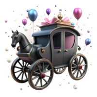 dramatic classic Horse Drawn Carriage Silhouette Transparent Background authentic png