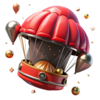 serene artistic Space Capsule Parachute Deploying Red Transparent Background detailed png