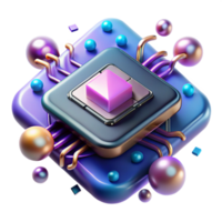 extraordinary minimalist Quantum Computing Chip Futuristic Design Transparent Background png