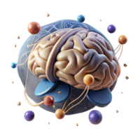 wonderful artistic Brain with Neural Connections Transparent Background high quality png