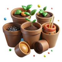 magnificent artistic Biodegradable Seedling Pots Brown Color Transparent Background authentic png