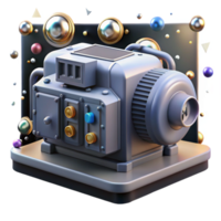 vibrant creative Hydropower Generator Front View Isolated with Metallic Sheen png