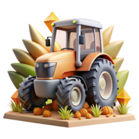 beautiful contemporary Modern Tractor in Field Front View Isolated original png