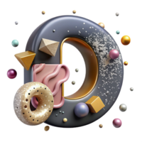 wonderful modern D Brain Render with Transparent Background premium png