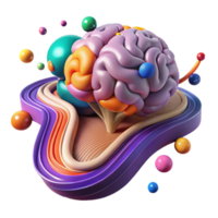 elegant rustic Brain with Colorful Pathways Isolated authentic png