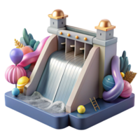 vibrant traditional Hydroelectric Dam Side View Cutout Element authentic png