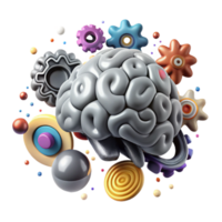 impressive rustic Brain with Cogwheels Turning Silver Cutout professional png