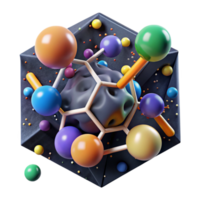 extraordinary minimalist Molecular Structure with Color Coded Atoms Isolated premium png