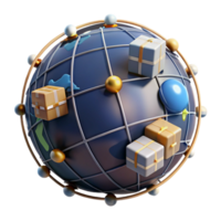 serene abstract Global Trade Network with Connecting Lines Transparent Background png