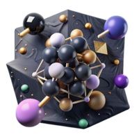 wonderful vintage Molecular Structure 3d Render with Shadows Cutout png