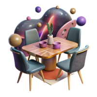 wonderful minimalist Dining Room with Table and Chairs Isolated original png