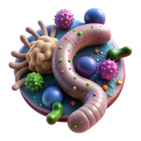 impressive contemporary Gut Bacteria Microscopic View Isolated on Transparent Background professional png